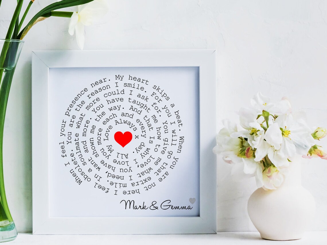 Love Poem I Smile Personalised Framed Husband Wife Boyfriend | Etsy