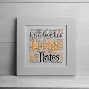 Impression d'art Word Art personnalisée Mots personnalisés Carte montée sur mesure avec vos propres couleurs | Convient à toutes les occasions