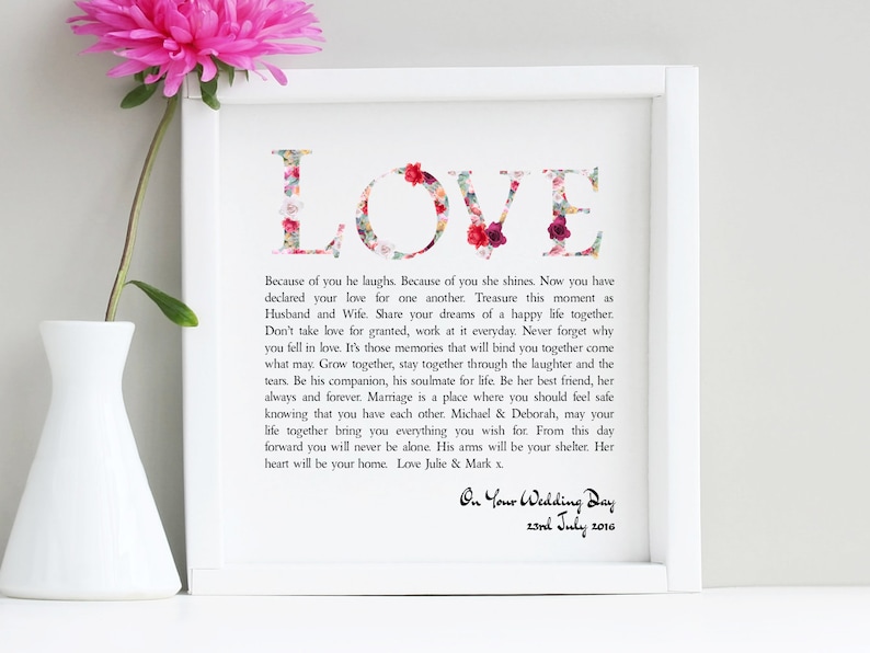 Personalised Wedding Poem Love Framed Wedding Print Gift - Etsy