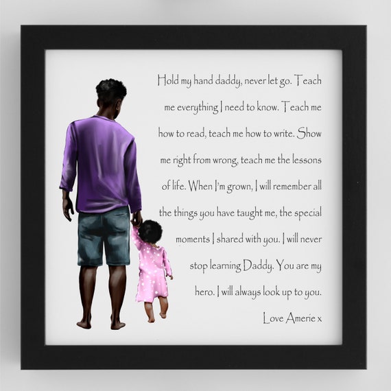 Papa Mon Heros Poeme Personnalise Imprimer Pere Fille Cadeau Etsy France