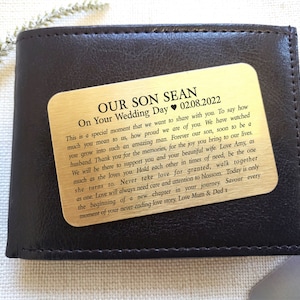Personalised Son On Your Wedding Day Wallet Card
