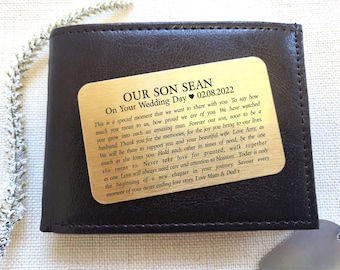 Personalised Son On Your Wedding Day Wallet Card