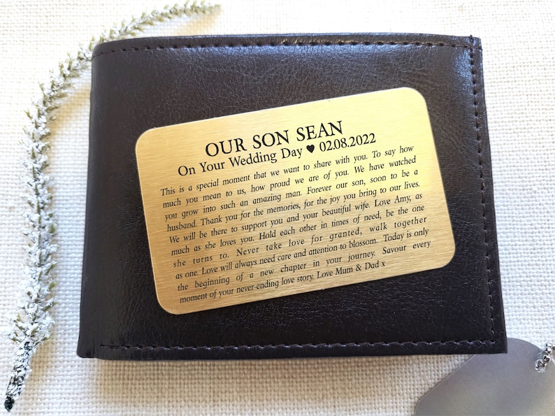 Personalised Son On Your Wedding Day Wallet Card image 1