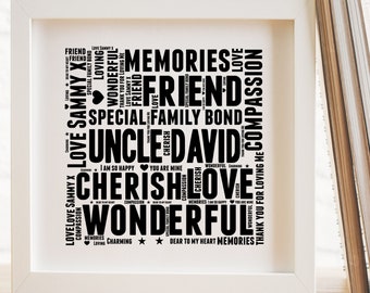 Personalised Uncle Word Art Print Or Card Gift Birthday Christmas ANY COLOURS Personalised Uncle Word Art Print Or Card Gift Birthday Christmas ANY COLOURS