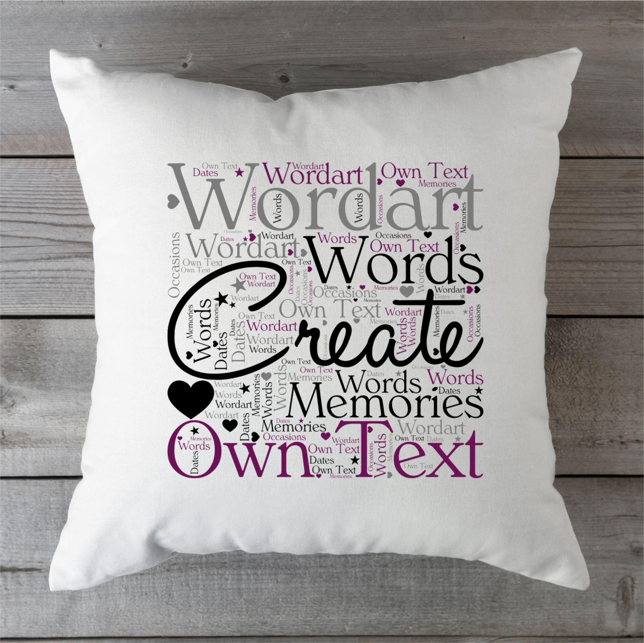 Personalised 2025 word cushions