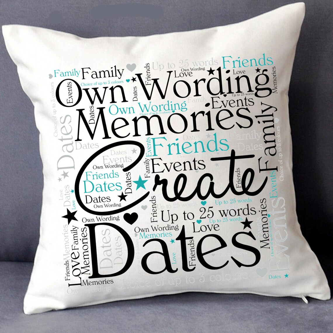 Personalised Word Art Cushion Word Art Print Personalised Etsy UK