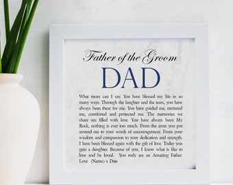 Father of the Groom Personalised Framed Wedding Poem From Son