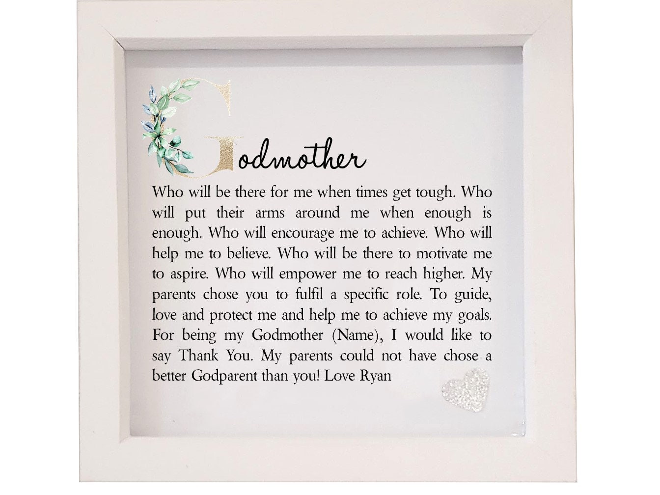 Godmother Godfather Personalised Poem Box Framed Godmother | Etsy