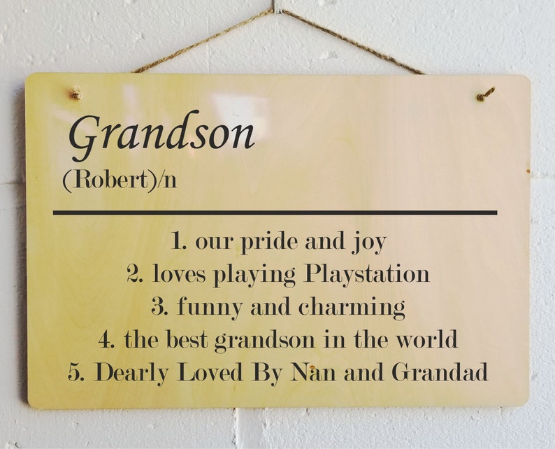 Grandson Plaque Definition of Grandson Personalised Gift for Etsy
