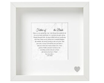 Father of the Bride Framed Gift Father of the Bride Poem Wedding Poem Personalised Wedding Thank You Gift from Groom