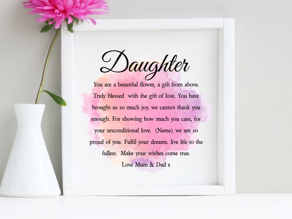 Daughter Poem Gift From Above Personalised Framed Gift For Etsy