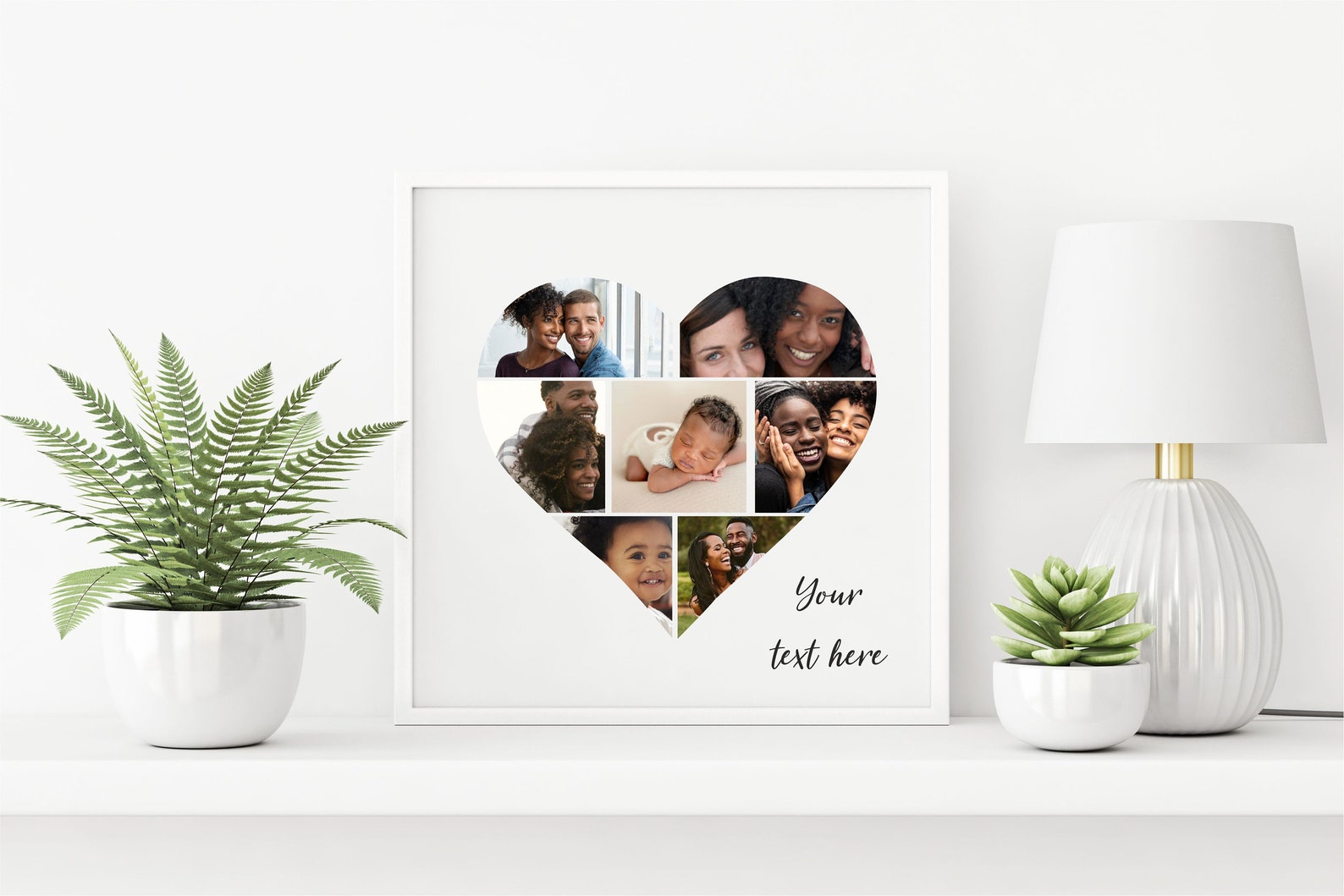 heart shaped photo frame collage