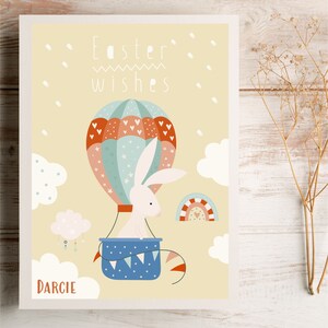 Souhaits de Pâques PERSONNALISÉ Greeting Card Bunny Design Modern Easter Card Easter Greetings Friends | Famille