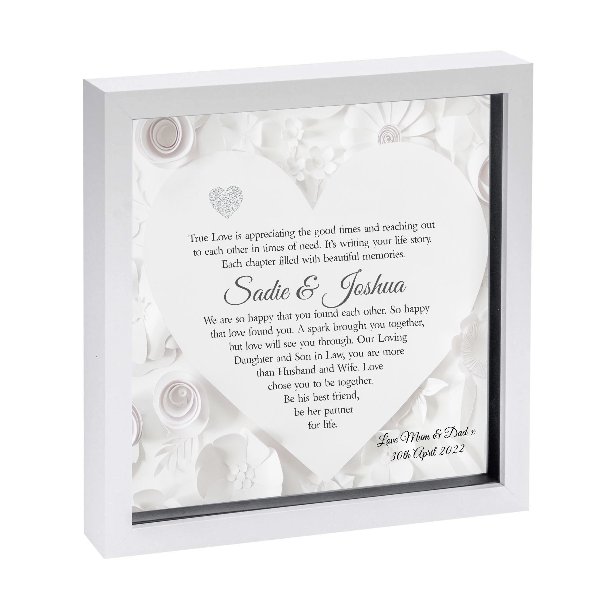 Daughter and Son in Law Gift Framed Poem Personalised Bride photo