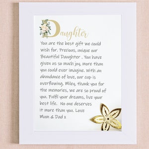 Carte de poème fille | Carte fille personnalisée | Carte d’anniversaire | Carte de Noël | Carte de mariage