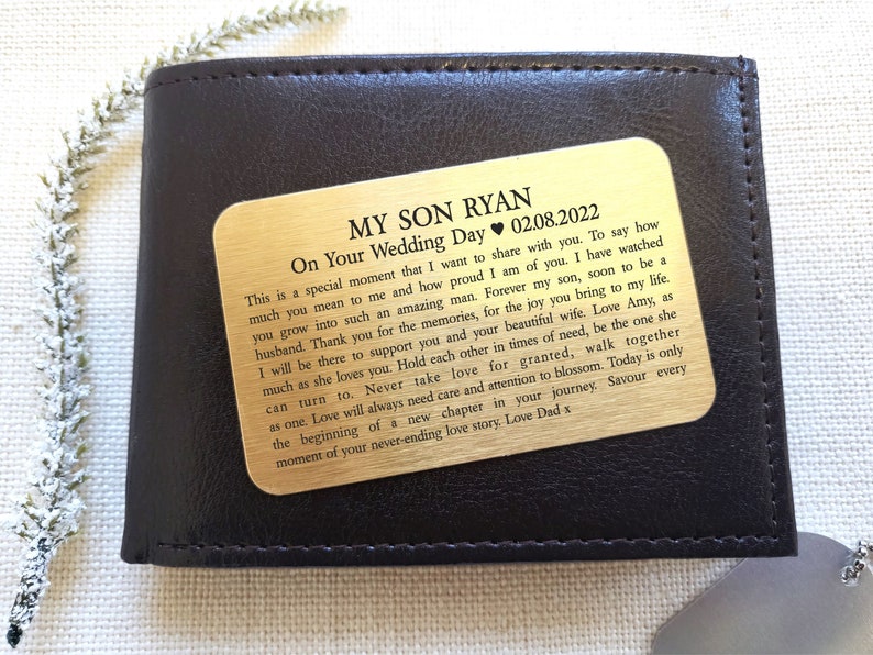 Personalised Son On Your Wedding Day Wallet Card image 3