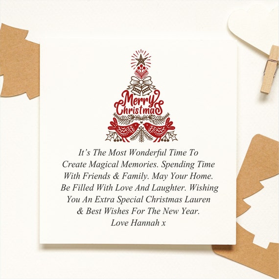 Merry Christmas Card Personalised Card Christmas Poem Chistmas Card for Family Christmas Card for Friend