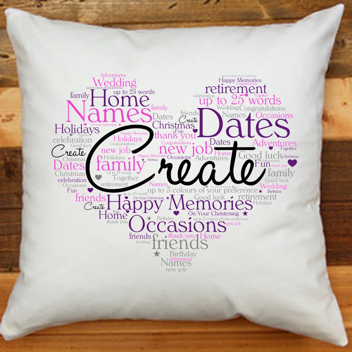 Personalised Word Art Cushion Word Art Print Personalised Etsy UK