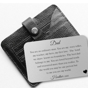 Personnalisé papa portefeuille insérer carte souvenir gravé personnalisé portefeuille carte papa poème papa verset | Cadeau pour papa | Cadeau pour lui | Coffret cadeau
