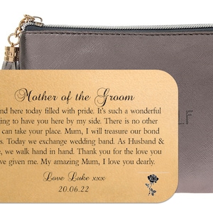 Mère du marié Carte de portefeuille personnalisée Poème de mariage Verset de mariage Mariage Merci Souvenir de mariage | Cadeau mariée et marié | Coffret cadeau