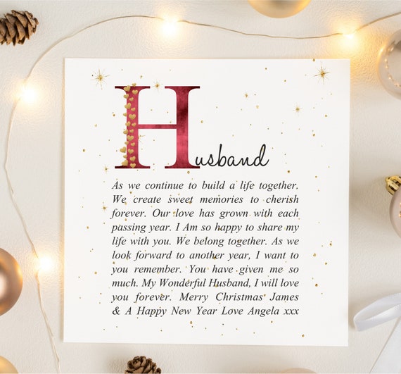 Husband Christmas card Personalised Christmas card Husband Special Christmas