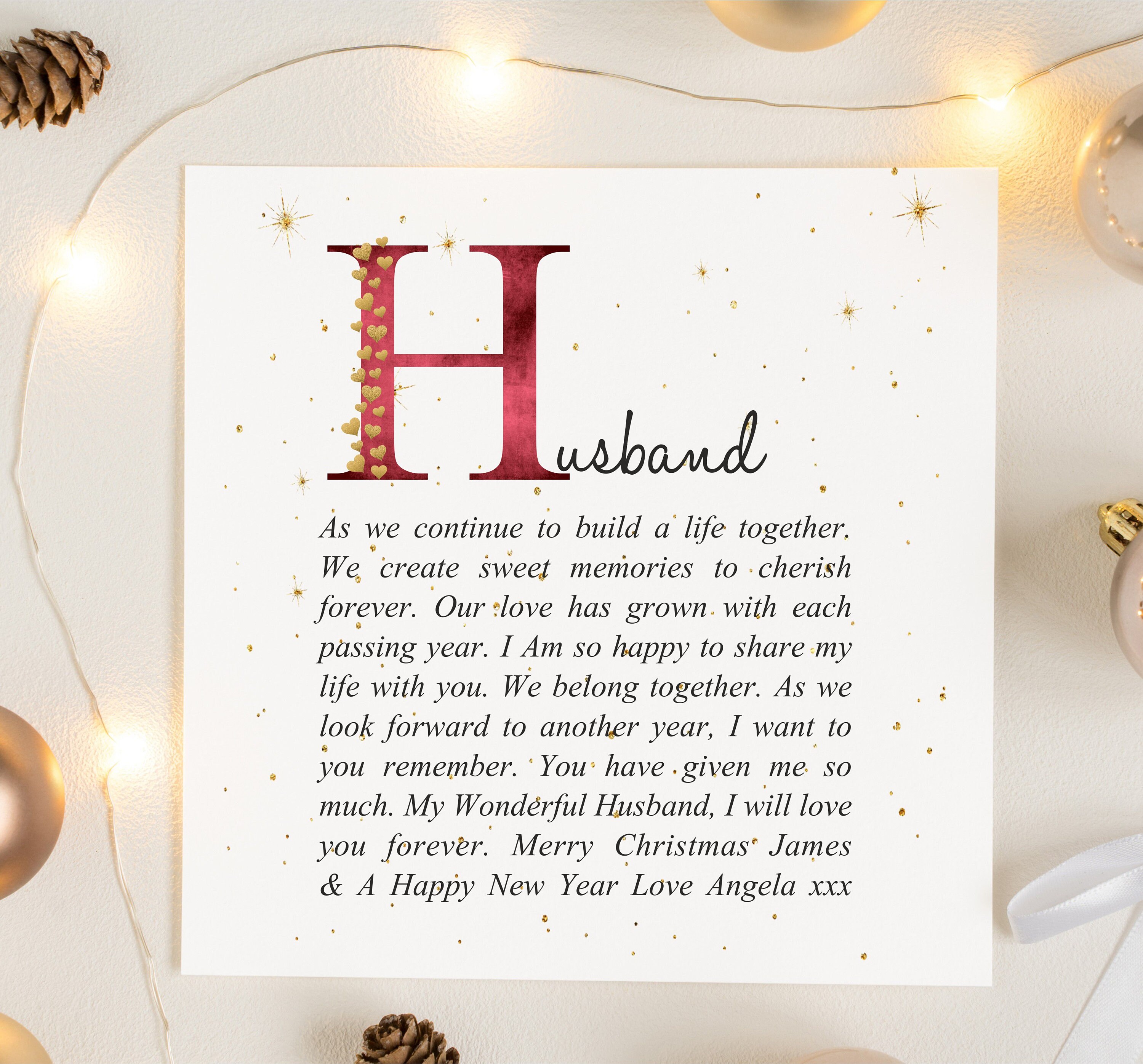Husband Personalised Christmas Card Husband Christmas Poem Etsy UK