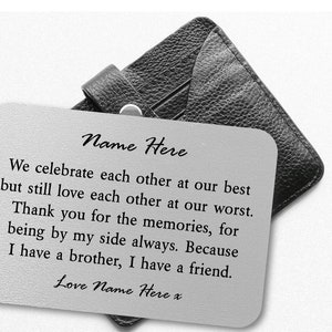 Cadeau personnalisé de souvenir de frère de carte de portefeuille de frère pour le frère frère | Cadeau d'anniversaire | Cadeau de Noël | Cadeau de mariage | Coffret cadeau