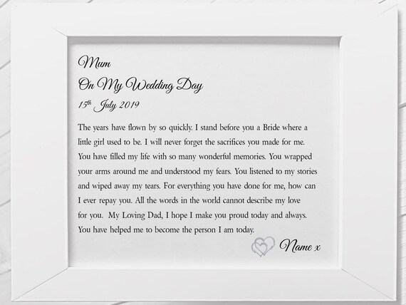 wallpapers Poem For My Mum On My Wedding Day etsy