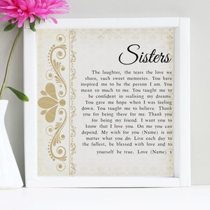 Sister Poem My Wish for Your Sister Personalised Framed Gift for Sister | Sister Birthday Gift | Sister Christmas Gift | Sister Wedding Gift