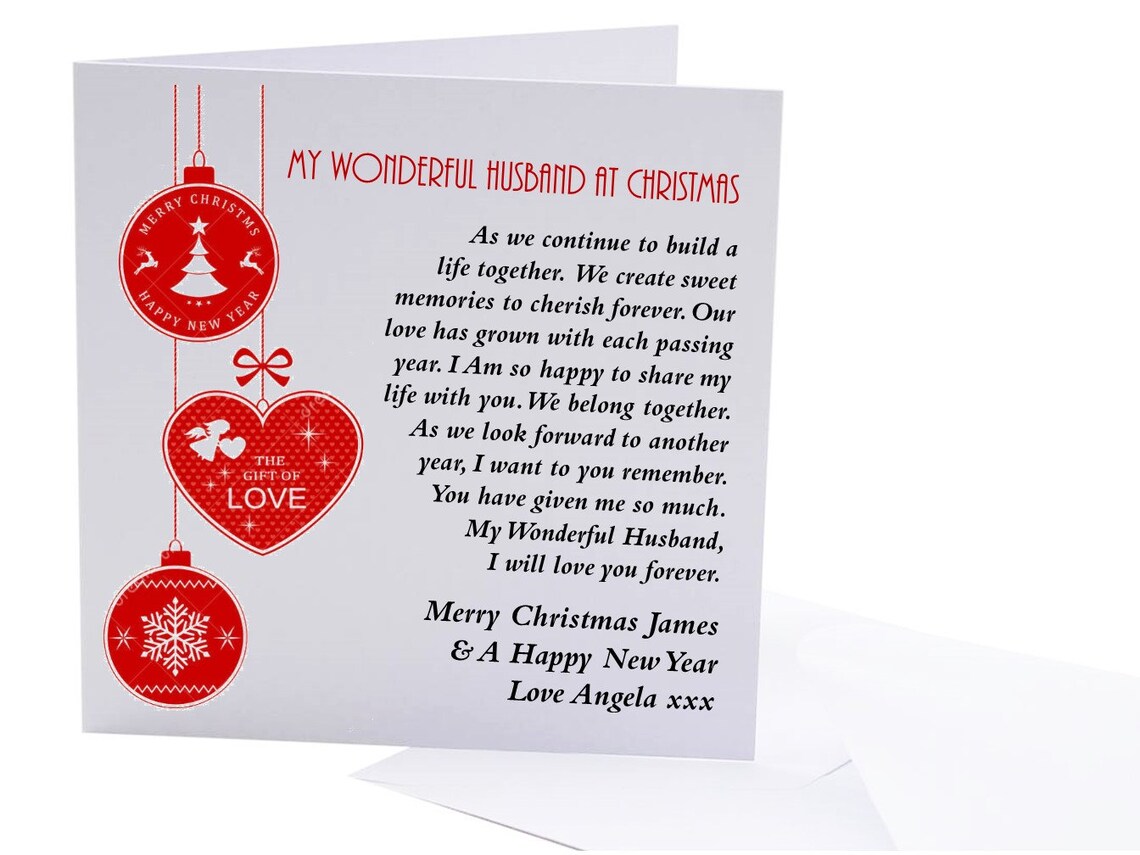 10 Year Anniversary Gifts for Husband Husband personalised christmas card husband christmas poem