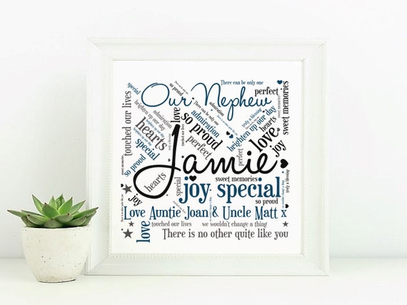 Personalised Auntie Photo Print Gift Word Art Photos Birthday Name Christmas