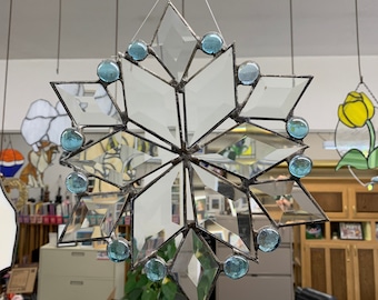Medium Stained Glass Snowflake Suncatcher