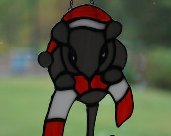 Stained Glass Christmas Mouse Suncatcher