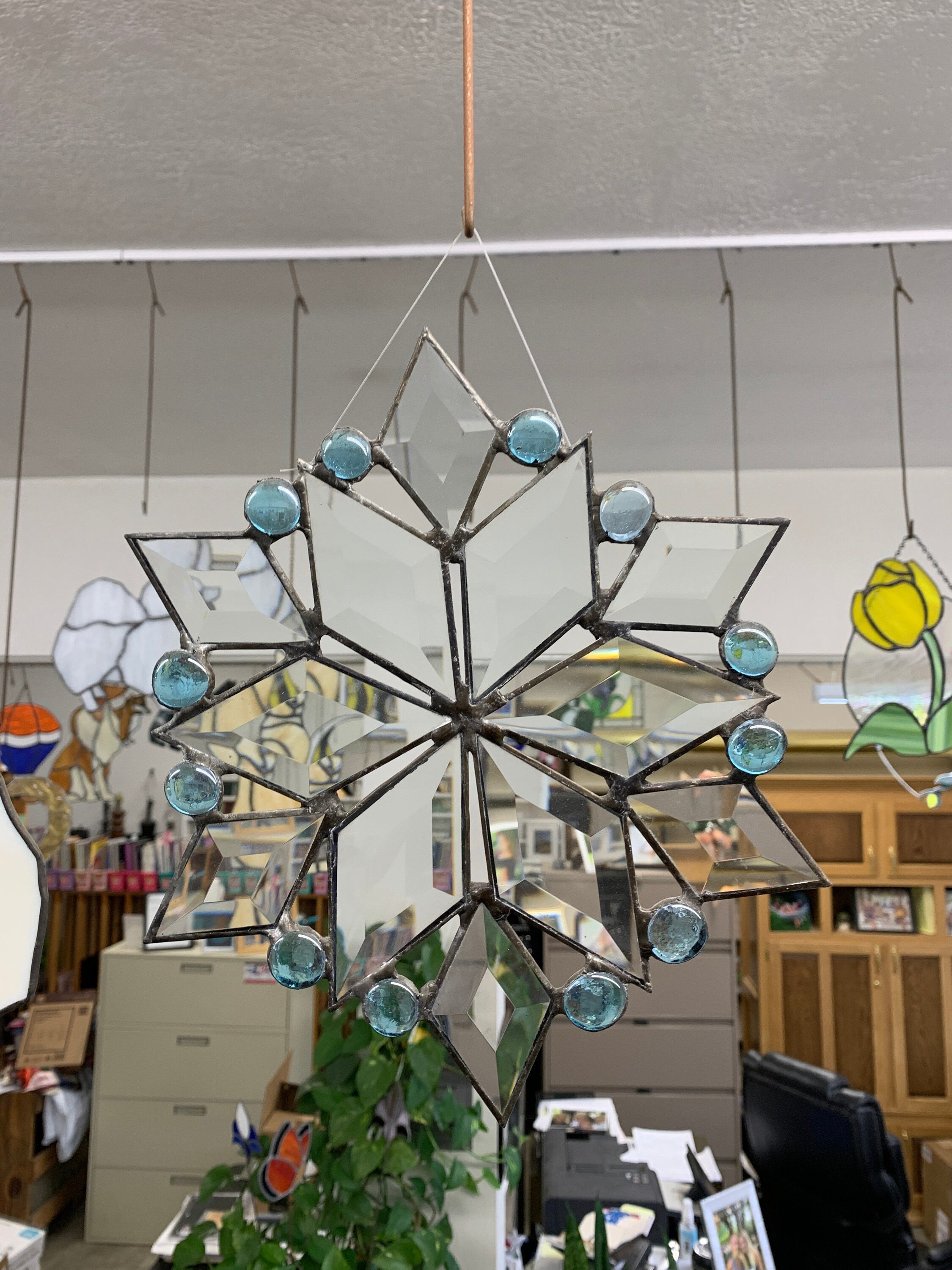 Medium Stained Glass Snowflake Suncatcher