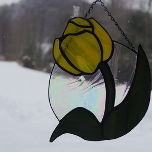 Yellow Stained Glass Tulip Suncatcher