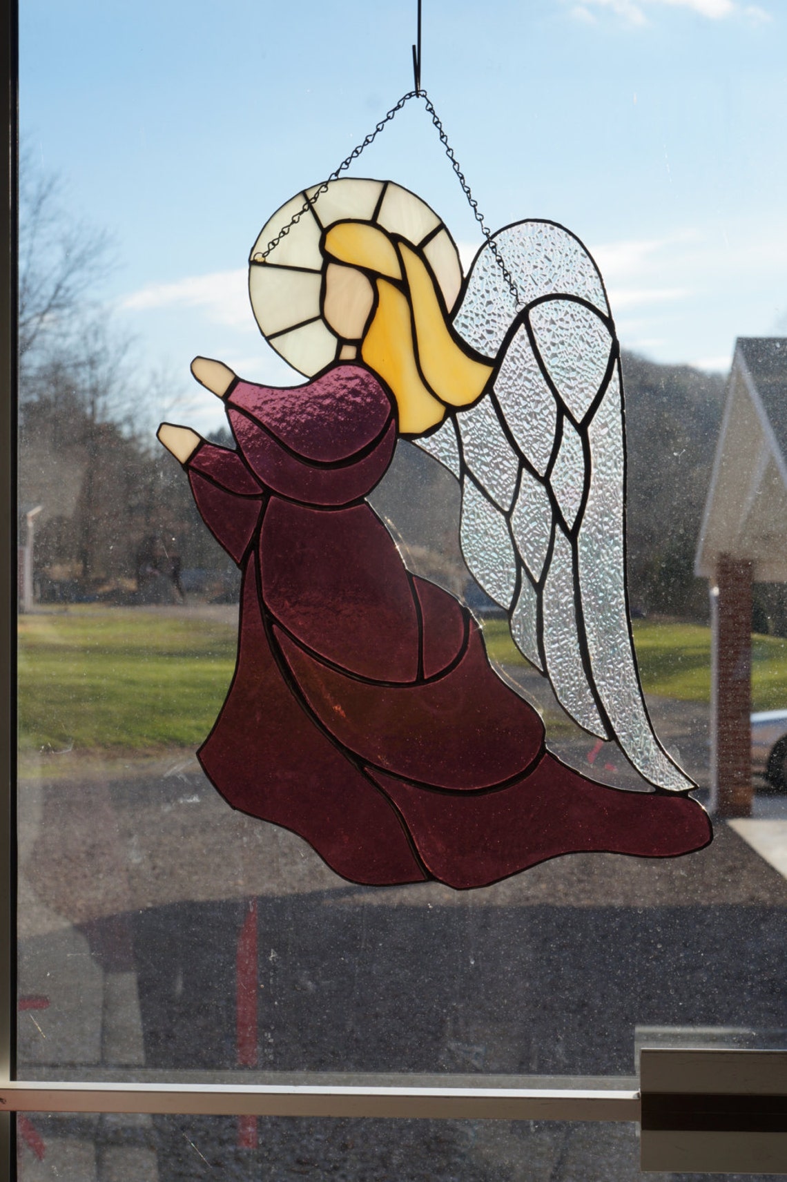 Large Stained Glass Angel Suncatcher Etsy