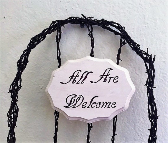 All Are Welcome Rusty Barbed Wire Chair Etsy Canada