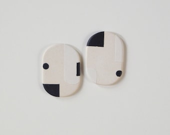 Ceramic earrings - Black and white shapes