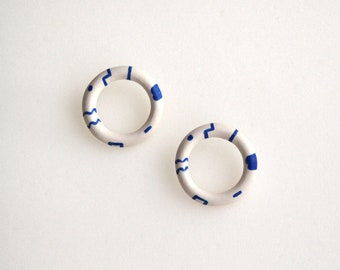 blue shapes ceramic earrings