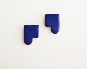 Ceramic earrings - Blue Drips