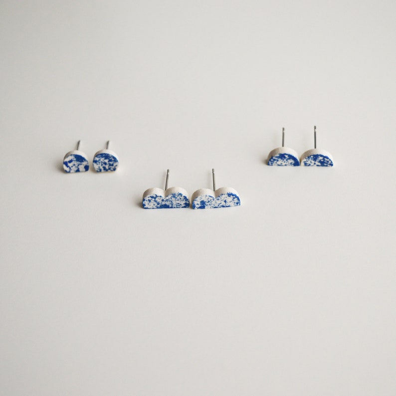 speckled blue ceramic earrings image 1