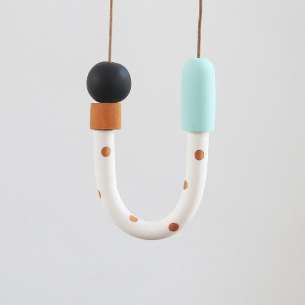 Metallic dots on white necklace