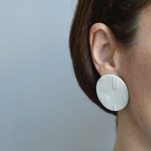 Ceramic earrings Embossed shapes image 3