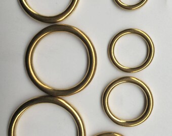Solid Hardware O Rings copper brass metal Seamless buckle Bags garment Saddle Case Leathercraft 13 16 20 25 28 32 38 45 51mm 2pcs/lot