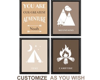 camping nursery personalized, mountain nursery, tent nursery, campfire nursery, adventure nursery, adventure playroom PRINT/CANVAS/DIGITAL