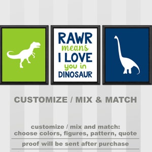 dinosaur wall art, dinosaur baby boy decor, dino nursery decor, rawr means i love you in dinosaur,dinosaur toddler room PRINT/CANVAS/DIGITAL image 1