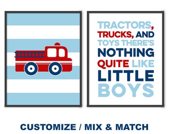 firetruck nursery decor, fire truck toddler room art, firetruck baby wall art, fire truck boys room art, truck nursery PRINT/CANVAS/DIGITAL