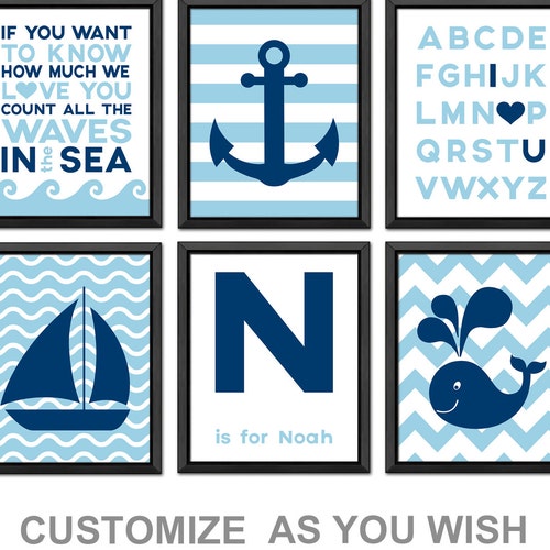 Personalized Nautical Nursery Wall Decor Nautical Kids Decor Etsy