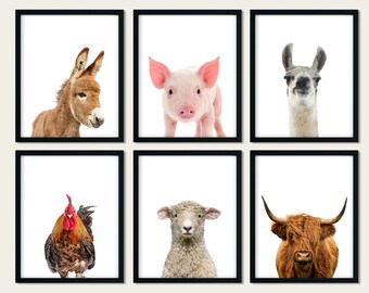 Farm Animal Prints Set: Barn Nursery Decor, Kids Wall Art