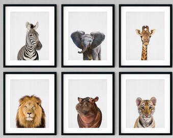 Safari Nursery Prints: Jungle Animals Art, Set of 6